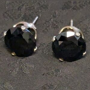 🆕 Geniune 8mm Black Tourmaline Earrings 925 Sterling Silver